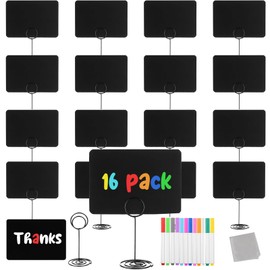 16 Pcs Mini Chalkboard Signs with Metal Stand Marker Pens 10 x 7.5cm Blackboards Tabletop Board Small Food Labels for Buffet for Message Signs - KAMHBE