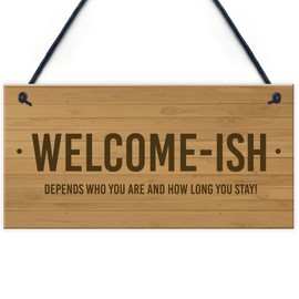 RED OCEAN Funny Welcome Sign WELCOME ISH Hanging Door Sign Wall Decor Home Sign