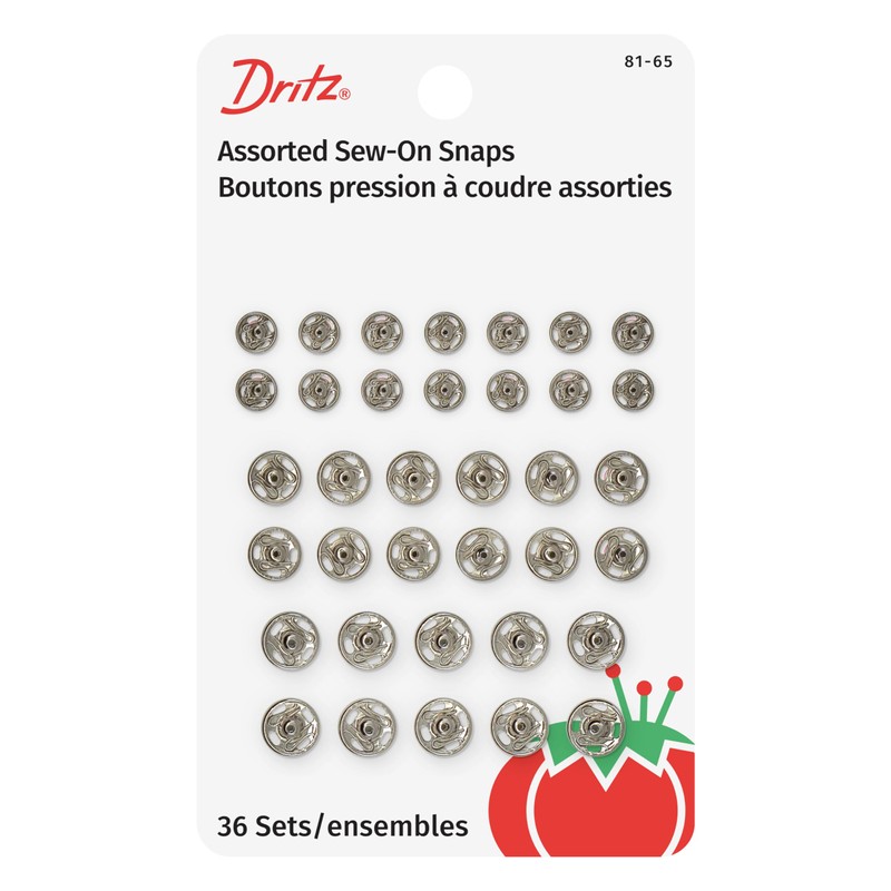 Dritz 81-65 Sew-On Snaps, Size 1/0, 2/0 & 4/0, Nickel-Plated