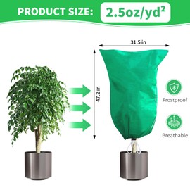 Phopich 4 Pack Plant Covers Freeze Protection, 32''W x 48''H 2.5oz/yd² Winter Tree Frost Blankets Frost Cloths Protectors Bag Cover with Zipper Drawstring for Outdoor Plants Shrub Fruit Trees Potted