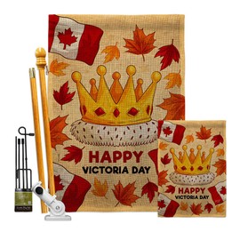 Happy Victoria Day Burlap Garden House Flags Kit Regional Canada Canadian Territories Region Country Particular Area Small Decorative Gift Yard Banner Double-Sided Made In USA 28 X 40