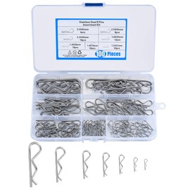 100 Pcs Cotter Pins Assortment Kit, Stainless Steel R Clips, Split Pins, Retaining Spring Hitch Cotter Pins, Heavy Duty Fastening Pins for Trucks Tractors Lawn Mowers Cars Campers