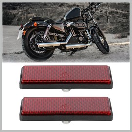RATCHROLL Pair M6x1.0 Red Rectangle Universal Screw Mount Reflective Warning Reflector for Motorcycle Bike Replacement Car Parts