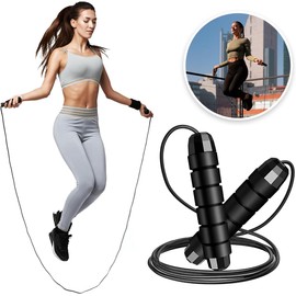 Raganet, Cuerda Para Saltar Profesional Azul Speed Rope De Alto Rendimiento, Rodamientos De Precisión 360°, Cable De Acero Recubierto Ajustable 3 m, Mango EVA Antideslizante, Fitness Crossfit Cardio