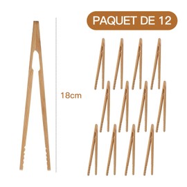 Toast Tongs for Bread, 12 Pieces Bamboo Tongs for Bread Kitchen Reusable 7 Inch Tea Bag Wooden Toast Tongs for Baking Bread Tea Fruit and Cucumbers