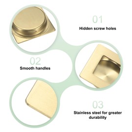 M METERXITY 4-Pack Recessed Finger Pulls, 2.75 Inch 304 Stainless Steel Sliding Closet Door Handles for Barn Door, Rectangular Flush Pulls Handles [Gold Tone]
