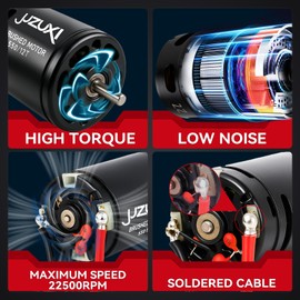 JUZUXI RC Motor 550 12T Brushed Motor with 36mm Cooling Fans Waterproof Set for 1/10 Scale Slash ARRMA Traxxas Redcat HSP HPI Wltoys Kyosho