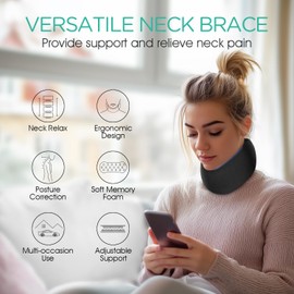 VOYOR-HEALTH Neck Brace for Neck Pain,Adjustable Cervical Collar for Sleeping,Soft Foam,Neck Support Relieves Pain & Pressure In Spine Wraps,Keep Vertebrae Stable And Aligned for Women & Men NB100