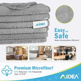 AIDEA Microfibre Cleaning Cloths, Pack of 24, Microfibre Cloths, Tea Towels, Cleaning Cloths, Window Cloths, Soft, Very Absorbent, Lint-Free, Streak-Free, for Home, Kitchen, Car, Grey, 30 x 30 cm