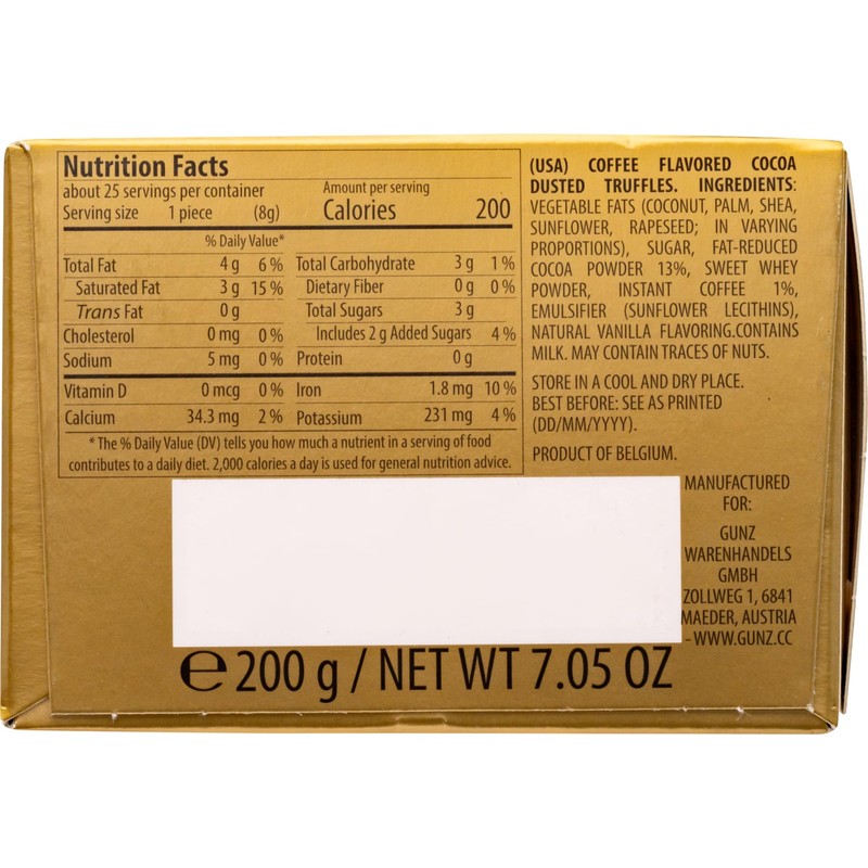 Maitre Truffout, Coffee Flavored Fancy Cocoa Dusted Truffles, 7.05oz/200g, Belgian