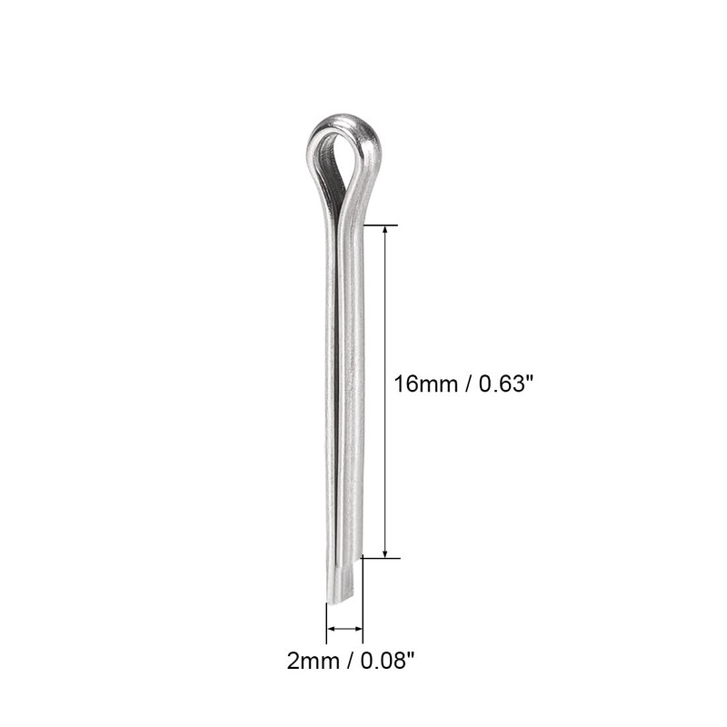 sourcing map Split Cotter Pin - 2mm x 16mm 304