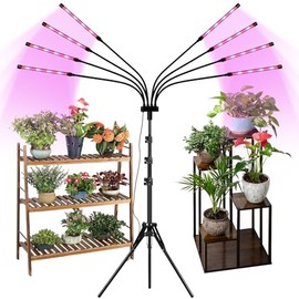 Grow Lights for Indoor Plants 8 Heads, Full Spectrum Plant Lights for Indoor Growing with Tripod Stand, Auto On/Off Timing 4/8/12H, LED Grow Lights for Indoor Plants. (10 Arms Mix Spectrum)