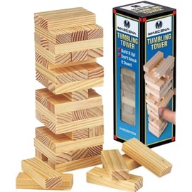 MAECENA Traditional Tumbling Tower Game with 48 Wooden Pieces Fun Children Game Mind Game