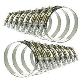 T-Bolt Hose Clamps Set, MinerGuy 304 Stainless Steel intercooler, Radiator Hose Clamp, 8 Size 1" 1.25" 1.5" 1.75" 2" 2.5" 2.75" 3" Working range 1.26-3.58(inch), 16pieces