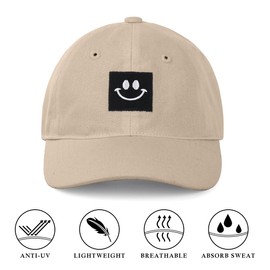 KIRAAT 2 Pack Smiley Face Baseball Cap for Women Men,Adjustable Washed Cotton Low Profile Dad Hat (US, Alpha, One Size, Beige＆Pink)
