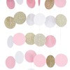 5Pcs Glitter Pink Gold White Circle Dot Paper Garland Banner