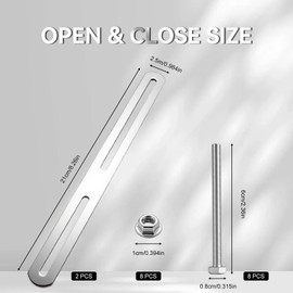 Nuts OT nuts 2 Stück Befestigungsset für Zaunbriefkasten 210 x 24mm Silber Briefkasten Zaunbefestigung Doppelstabmattenzaun Halterung Flachverbinder Langloch Edelstahl für Briefkasten Zaun Holzmöbel