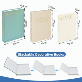Yiomxhi Pack of 3 Decorative Books for Home Decor, Decorative Book Storage Box with Magnetic Closure, Stackable Linen Book Box, Fake Decorative Books, Dummy Book for Coffee Table, Shelves, Office