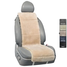 Aegis Cover Sheepskin Seat Covers, Merino Wool Front Car Seat Vest Cover with Nonslip Backing, Super Soft Dense Pelt Fuzzy Interior,Universal Fit for Most Cars, SUVs, Trucks, Sedans (Sand)