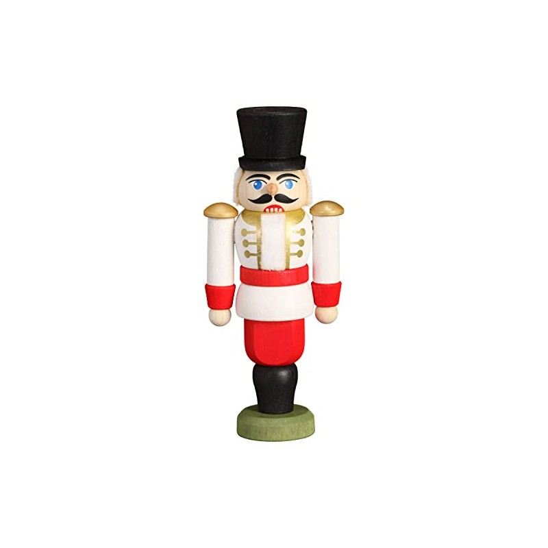 Seiffener Volkskunst Miniature Nutcracker Husar White