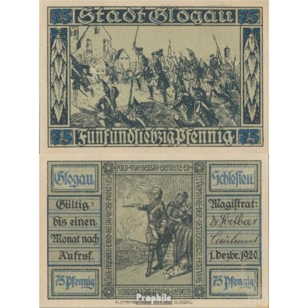 Banknote Glogau Notgeld: 439.1 75 PF Notgeld the City Glogau