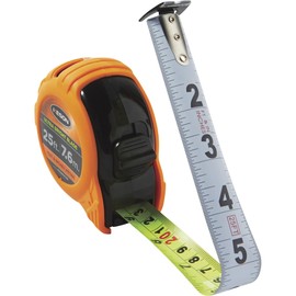 Keson PG18M25UB Short Tape Measure with Nylon Coated Ultra Bright Steel Blade (Graduations: ft., in., 1/8 & cm, mm), 1-Inch by 25-Foot / 7.5M