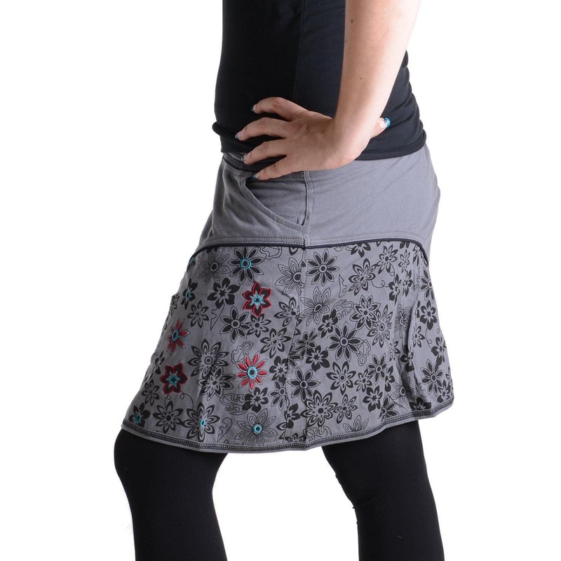 Vishes - Alternative Clothing - Printed and Embroidered Cotton Skirt