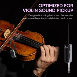 MICNAUX UHF Wireless Violin Microphone System, Rechargeable Clip-on Instrument Microphones with Transmitter and Receiver for Musicians, Teachers, Stage Performances, Active PA Systems - 98ft Range