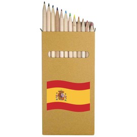 Azeeda 12 x 'Waving Spanish Flag' Long 178mm Coloured Pencils/Pencil Set (PE00059823)