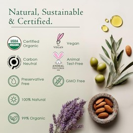 100% Organic Blend of Olive, Lavender, Almond and Grapeseed oils with Vitamin E. Daily Moisturizer for Skin, Hair, Face, Cuticle, Nail, Scalp, Foot. P