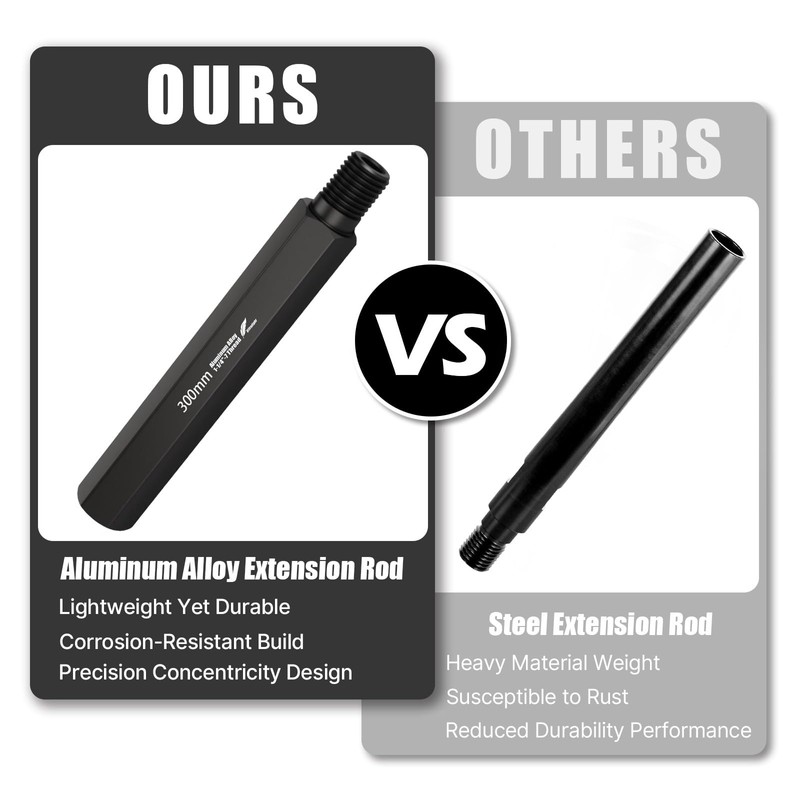 Vearter 12" Core Drill Bit Extension Rod with 1-1/4"-7 Male