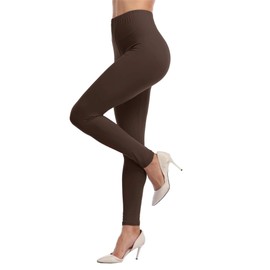 VOGUEMAX Women's Ankle Length Leggings Buttery Soft High Waisted Stretch Basic Solid Full Length Leggings Pants Coffee