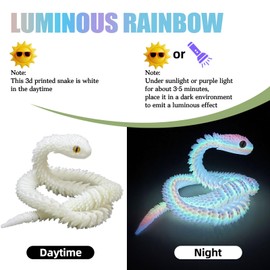 Binvin 20.2 Inch 3D Printed Snake Toys,3D Printed Animals,3D Printed Toys,3-D Print Articulated Viper Collectible for Home Office Executive Desk Decoration (Luminous Green)