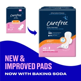 Carefree Ultra Thin Overnight Pads With Wings, 40ct
