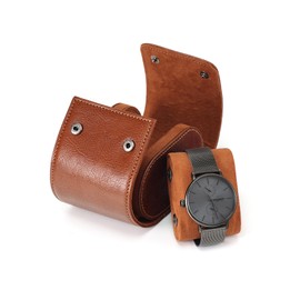 JOYIR Watch Roll Travel Genuine Leather Case Watch Travel Case Gift with Pillow for Men,Travel Watch Case or Organizer for Storage and Display for Father's Day