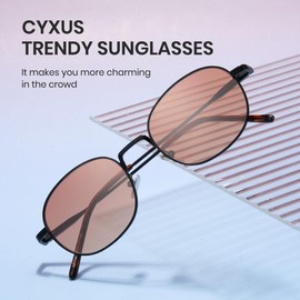 Cyxus 1562 Sunglasses Oval Frame, Mental, Women's, Small Face Effect, UV400, UV Protection, For Bicycling, Fishing, Baseball, Running, Climbing, etc, 03-pink