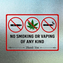 6pcs No Smoking No Vaping Stickers, 10x7in Anti-Scratch No Smoking of Any Kind Signs Symbol No Vaping Decal for Business Home Indoor Outdoor Window Cling Door