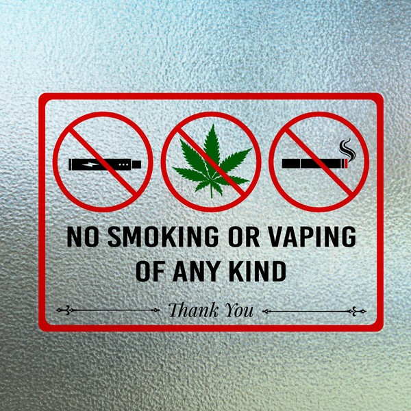 6pcs No Smoking No Vaping Stickers, 10x7in Anti-Scratch No Smoking