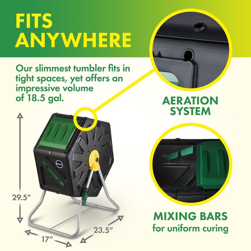 Miracle-Gro Compost Tumbler Single Chamber – Easy-Turn Composter Tumbler Outdoor