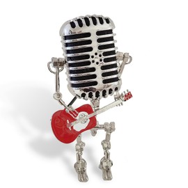 lucmodns Guitar Robot Light with Mic - Vintage Art Light,Unique Art Decoration,for Guitar Lovers, Music Lover and Couples (Red)