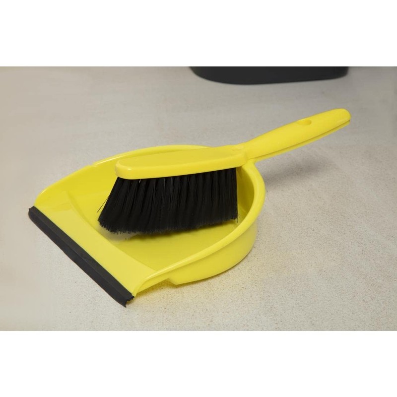 Jantex Soft Dustpan and Brush Set, Yellow, 220mm Wide, Colour