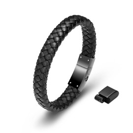 Minicremation Jewelry Length Bracelet for Men Leather Bracelet for Dad Cremation Jewelry Urn Bracelet for Ashes for Men Bracelet Ashes Memorial Keepsake Jewelry-Adjustable size 1.5cm