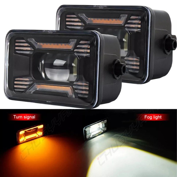 CHUSYYRAY 2pcs 6000K+3000K Bumper LED turn signal+fog light DRL 50W