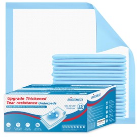 BIGGMED Tear-Resistant Disposable Bed Pads 36" x 36" 25 Count Super Absorbent Underpads, Chux Thicker Extra Large Incontinence Bed Pads, Pee Pads for Adults, Kids, Elderly, Pets