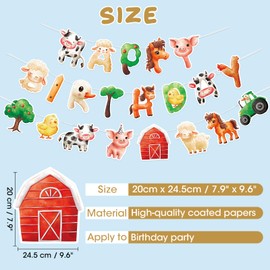 WERNNSAI Farm Birthday Banner - Happy Birthday Banner for Kids Farm Birthday Party Supplies Barn Farm Animal Bunting Garland for Kids Farm Birthday Decorations