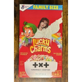 General Mills NEW LUCKY CHARMS CEREAL K-POP TXT TOMORROW X TOGETHER BAND CUT OUT 18.6 OZ BOX