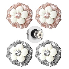 Thinslimer 4 Pack Door Knob Cover Soft Floral Round Protector Cute Door Handle Cover with Sponge Universal Wall Protector Gloves Crash Pad Floral Decor for Safety Door (Black and Red)