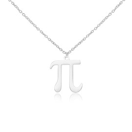 Dreuyet Pi Symbol Necklace 3.14 Math Sign Greek Alphabet Letter Pi Mathematical Necklace Pi Day Teacher‘s Day Jewelry Gift (Silver)