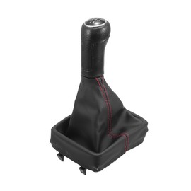 TUCKBOLD 5 Speed Manual Gear Shifter Knob with Cover for VW Polo 9 | Gearbox Stick Shifter Lever Knob Black and Silver Tone Plastic Faux Leather 1 Pcs