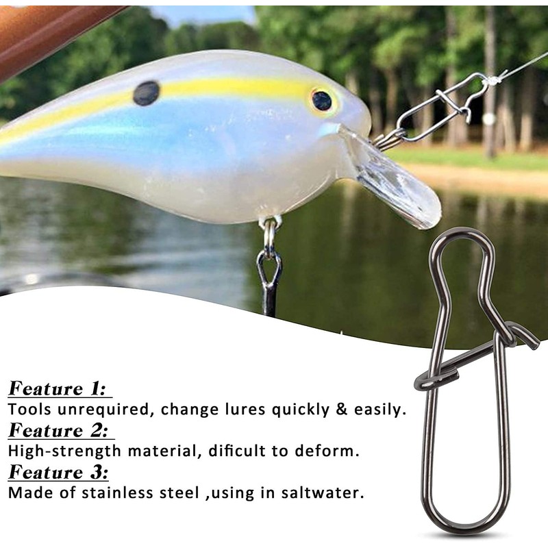 Fishing Duo-Lock Snap Nice Swivel, 120pcs Stainless Steel Quick Change